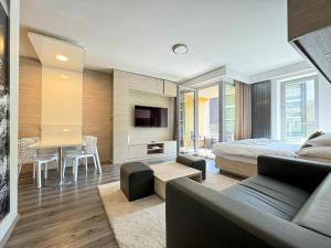 TV a/nebo společenská místnost v ubytování Apartmán Pec