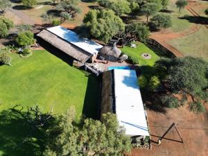 an overhead view of an estate with a barn at Kameelboom Lodge in Vryburg
