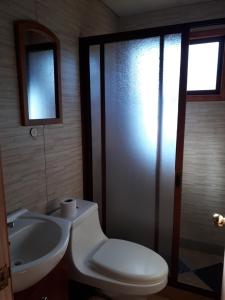 Koupelna v ubytování Cabaña Lourdes