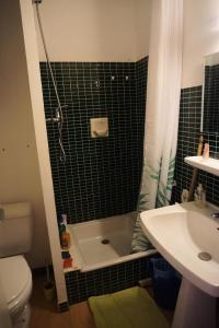 a bathroom with a shower and a toilet and a sink at Résidence Vallonpierre A - Studio cabine 4 personnes 23m² MAE-7944 in Orcières