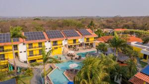 an aerial view of a resort with solar panels at Marruá Hotel in Bonito
