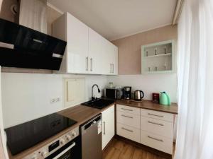 Η κουζίνα ή μικρή κουζίνα στο 2- Zimmer, 4Pers, direkt neben Einkaufszentrum, Hbf