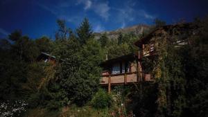 a house on the side of a hill with trees at Criollo Lodge in El Hoyo