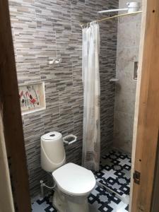 a bathroom with a toilet and a shower at habitacion amoblada in Sonsón