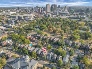 an aerial view of a city with a stop sign at 4 Bed Duplex near Goodale Park in Columbus