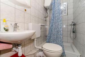 a bathroom with a sink and a toilet and a shower at Apartments Ere Zuronja-One-Bedroom Apartment with Sea View 3 in Putniković
