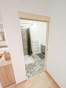 een badkamer met douche en ligbad bij Cosy Sun - T1 - Patio privatif in Pau +3 foto's