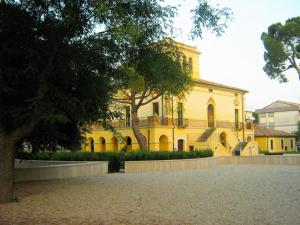 a yellow building with a tree in front of it at Ficus Pineto Vacanza in Pineto
