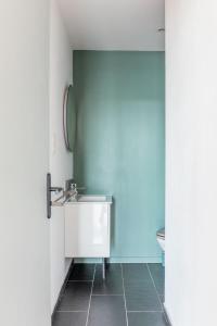 un baño con lavabo y espejo en Bel appartement F2 42 m2, en Ivry-sur-Seine