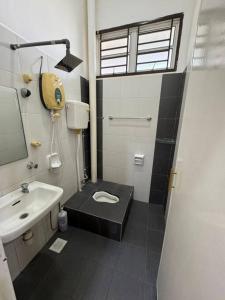 une salle de bains avec toilettes et lavabo dans l'établissement Melaka Homestay Norelsya Bemban, à Bemban