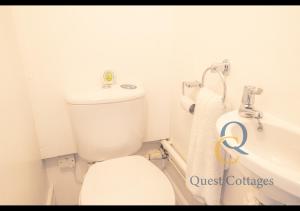 a white bathroom with a toilet and a sink at Pittlesden Cottage - Sleeps 4 - Tenterden in Tenterden