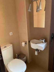 a bathroom with a white toilet and a sink at Ático Santa Lucía Terraza y Parking gratuitos in Alcalá de Guadaira +56 photos