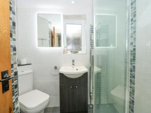 un bagno con lavandino, WC e doccia di Easter Cottage a Dersingham Altre 21 foto