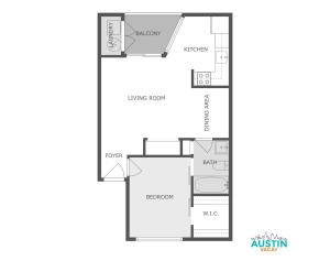 Comfy ATX Apt plus Balcony and Smart TV and Free Parking平面图