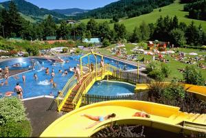 a group of people in a pool at a resort at Haus Stegen in Maria Alm am Steinernen Meer