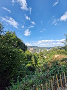 a view from the top of a hill with a fence at Nuit insolite Conteneur Tropical in Bouillon