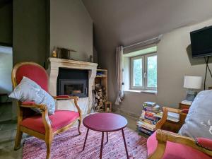 Μια τηλεόραση ή/και κέντρο ψυχαγωγίας στο Gîte de charme avec piscine au cœur de la Brenne, idéal pour nature et détente - FR-1-591-288