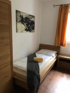 Łóżko lub łóżka w pokoju w obiekcie Apartmán Fürth