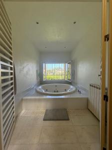 an empty bathroom with a large tub in a room at Quinta da Ponte in Resende