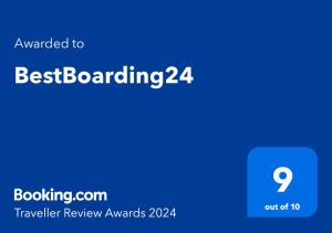Certifikát, hodnocení, plakát nebo jiný dokument vystavený v ubytování BestBoarding24