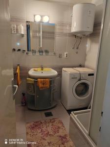 a bathroom with a sink and a washing machine at Apartments with parking space Bjelovar, Bjelovarska - 23322 in Bjelovar