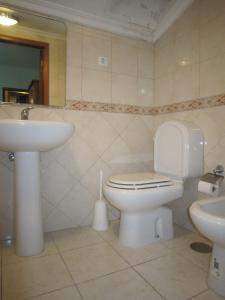 a bathroom with a toilet and a sink at Residencial Mira-Sol in Seia