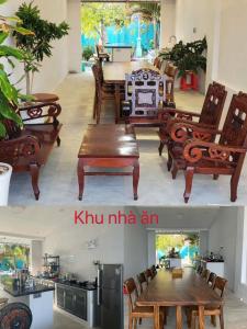 Ấp Lò GốmにあるSea Breeze Homestay - Phước Hảiのダイニングルーム(テーブル、椅子付)の写真2枚