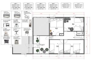 a plan of a house with different types of furniture at The Elysian Retreat in Otaru