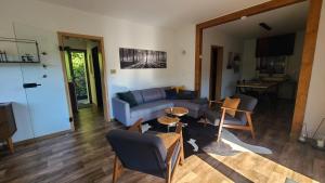 a living room with a couch and a table at Luchshuette in Sankt Andreasberg