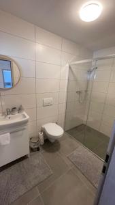 Koupelna v ubytování Dům nad Jezerem - apartmán III
