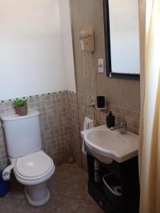 a bathroom with a toilet and a sink at Departamento a 150 metros de la catedral con cochera in San Fernando del Valle de Catamarca +12 photos