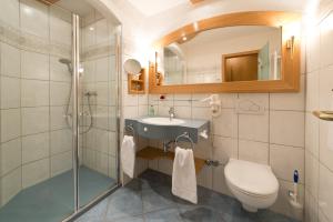 bagno con doccia, lavandino e servizi igienici di Silberkönig Schwarzwald Hotel & Restaurant Ringhotel a Gutach im Breisgau