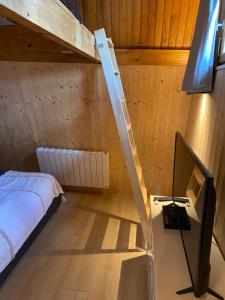 Μια τηλεόραση ή/και κέντρο ψυχαγωγίας στο Bel appartement type chalet avec balnéo et jardin