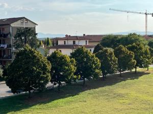 a group of trees in front of a building at Casa Ivana in Castiglione del Lago