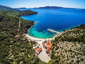 Luftaufnahme eines Strandes und des Meeres in der Unterkunft Villa Lina - Five Bedroom Villa with Terrace and Sea View in Brsečine