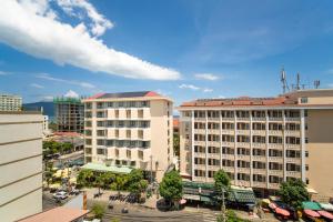 an overhead view of a city with buildings at Trang Ngan Hotel by THG in Danang