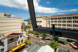 a view from a window of a city with buildings at Trang Ngan Hotel by THG in Danang