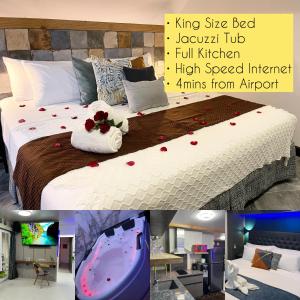 Postel nebo postele na pokoji v ubytování CLOCKWORKORANGE Luxury Suites