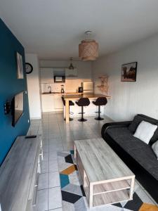 Μια τηλεόραση ή/και κέντρο ψυχαγωγίας στο Appartement 2 chambres Terrasson