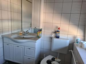 Koupelna v ubytování Schöne Eigentumswohnung Saarlouis + 20 fotografií