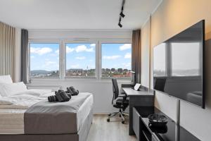 Ένα ή περισσότερα κρεβάτια σε δωμάτιο στο Apartment für 2 - WLAN - Parkplatz - Homeoffice