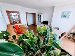 a living room with a couch and a plant at VV Milenaiver "by henrypole home" in Los Cancajos
