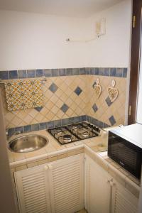 a small kitchen with a sink and a stove at Il Mare a Roma - Attico Fronte Mare in Lido di Ostia