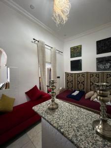 Posezení v ubytování Cozy apartment in the heart of Kasbah Tangier
