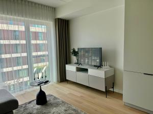 TV a/nebo společenská místnost v ubytování Lovely Noblessner Studio, Free Underground Parking!