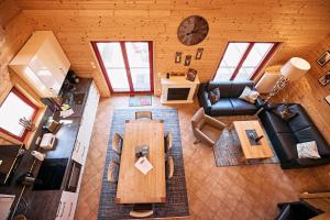an overhead view of a living room with a table at EifelGlückVII in Rieden