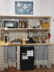 eine kleine Küche mit Spüle und Kühlschrank in der Unterkunft OLD TOWN HOUSE LA CORTE Casa Vacanze in Civita Castellana + 21 Fotos