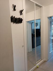 a mirror on the wall in a room at Appartment Porte de Versailles Paris Expo in Issy-les-Moulineaux