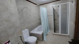 un bagno con wc e doccia di Sherpa Home Hotel a Kathmandu Altre 37 foto