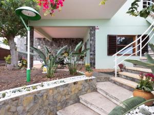 巴哈马尔La esquina del cactus的前面有楼梯和植物的房子